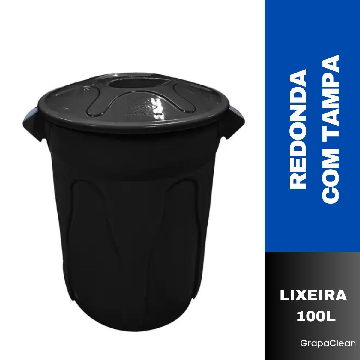 LIXEIRA PLAST.RED.100L JSN C/TAMPA PRETO