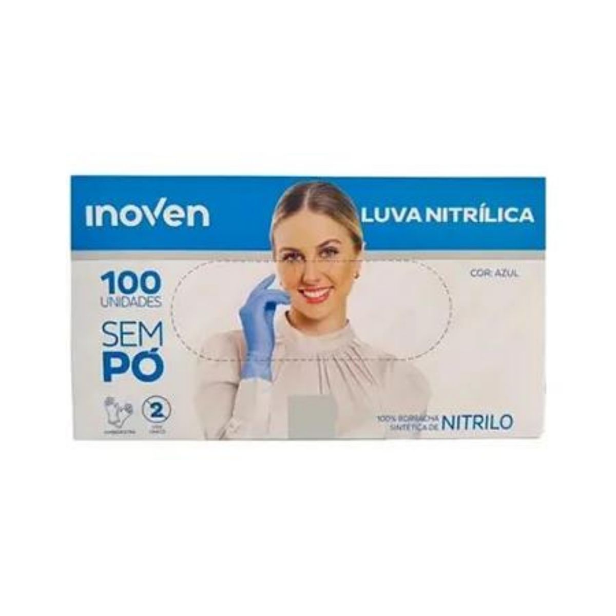 LUVA NITR AZUL S/PO M INOVEN