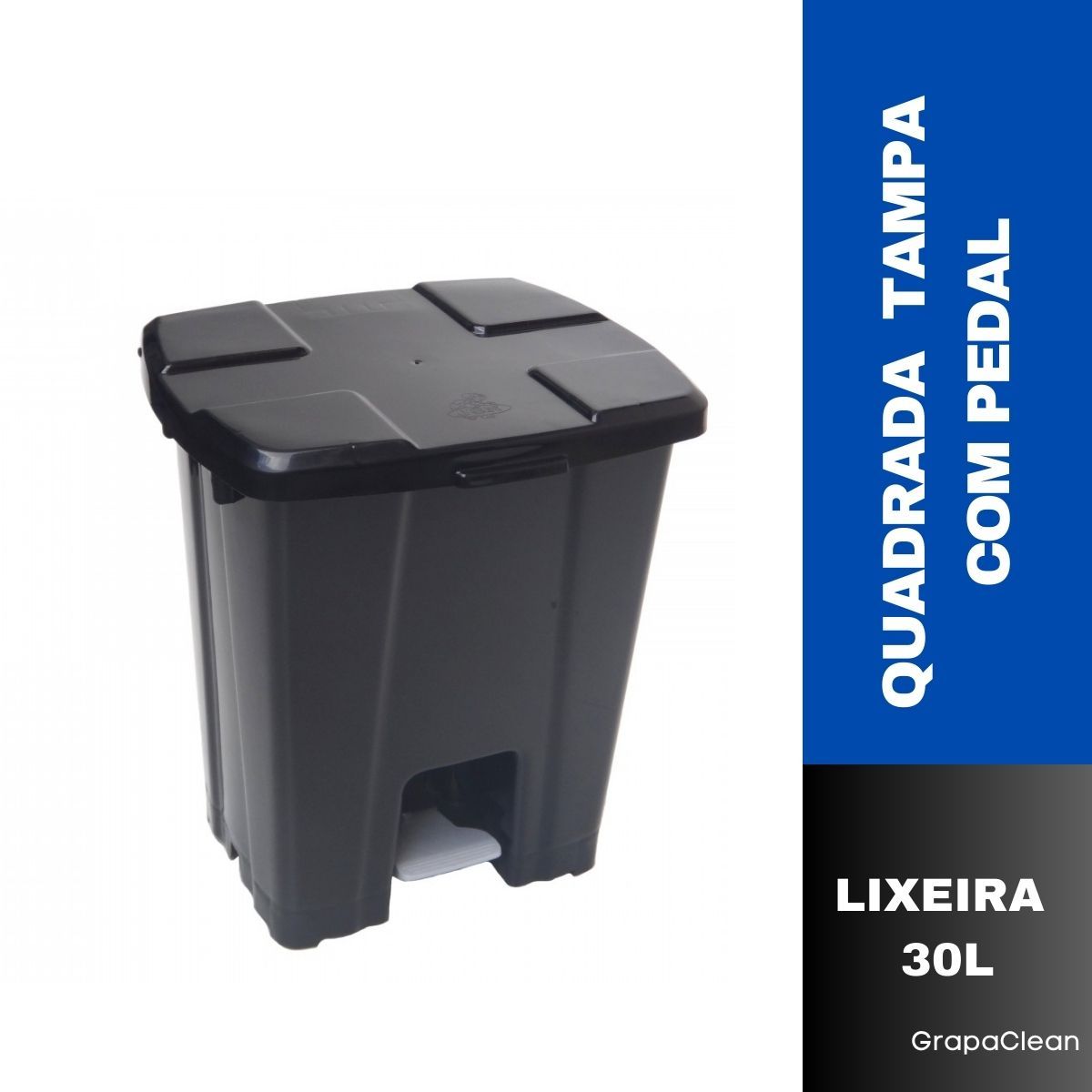 LIXEIRA PLAST.QUAD.30L JSN C/PEDAL PRETO