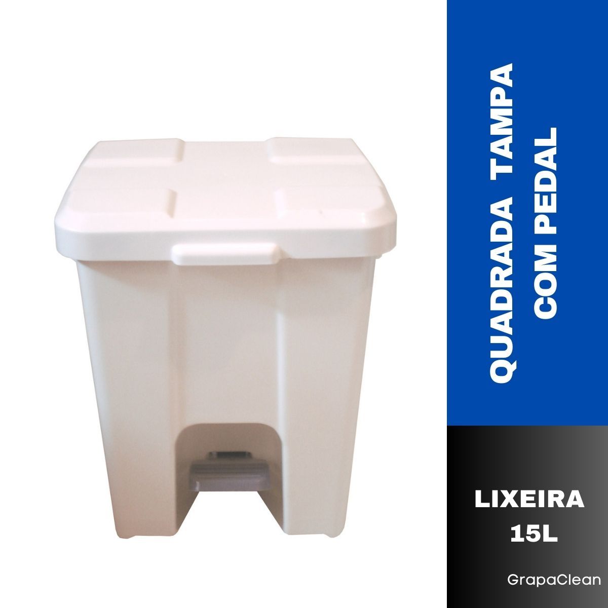 LIXEIRA PLAST.QUAD.15L JSN C/PEDAL BRANCO