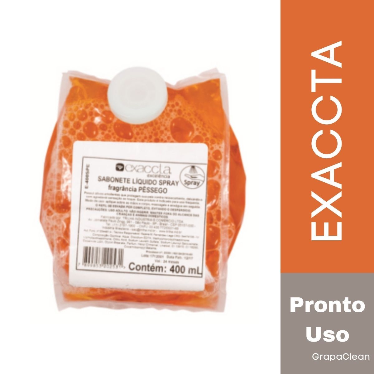 SABONETE SPRAY EXACCTA 400ML SACHE PESSEGO