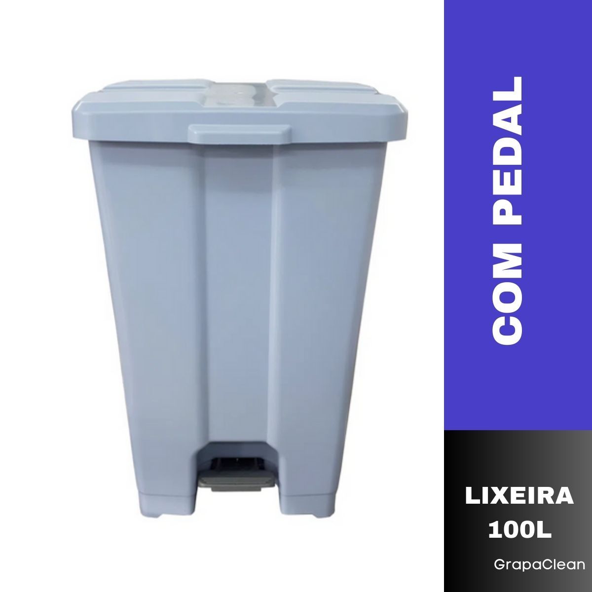 LIXEIRA PLAST.RED.100L JSN C/TAMPA CZA CLARO