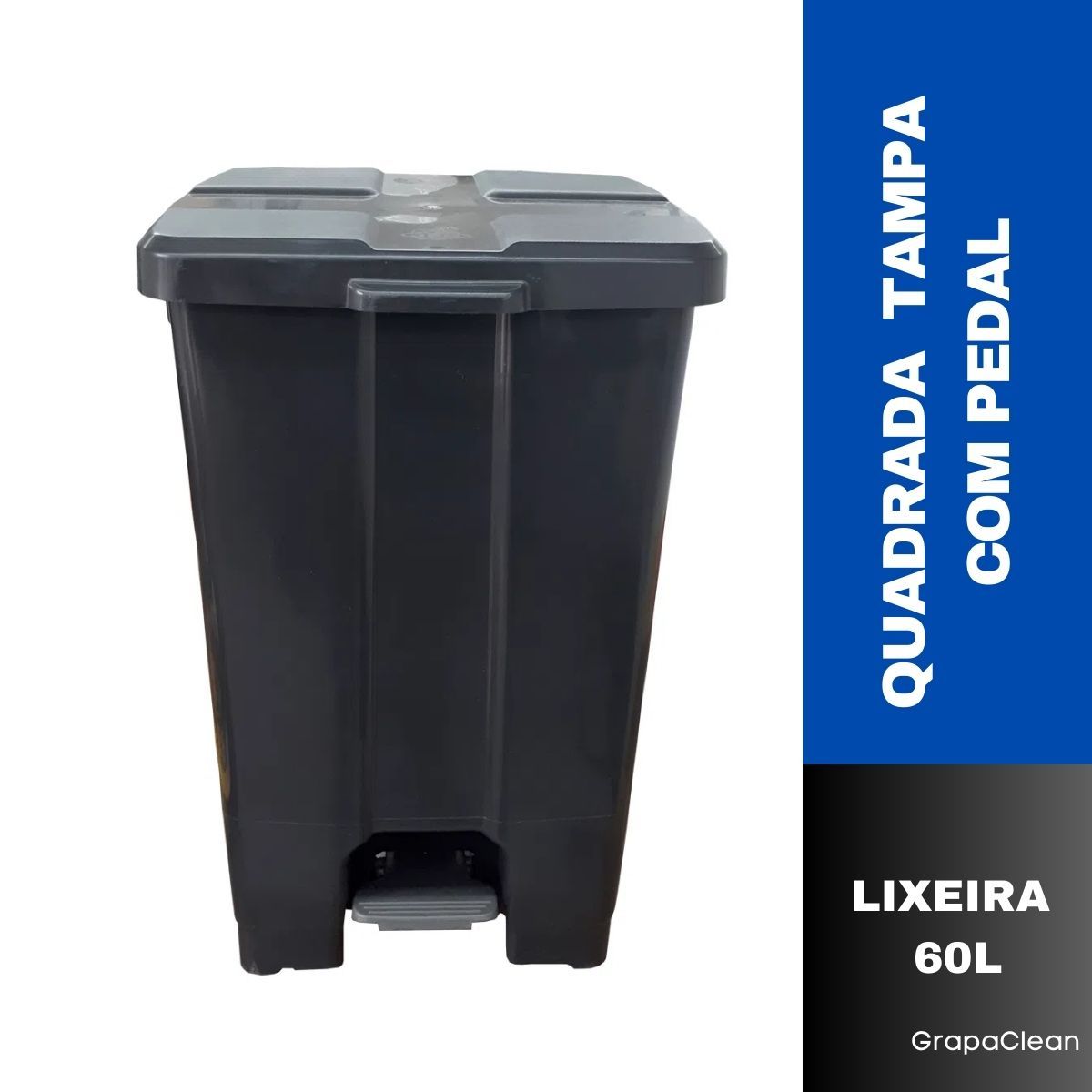 LIXEIRA PLAST.QUAD.60L JSN C/PEDAL PRETO