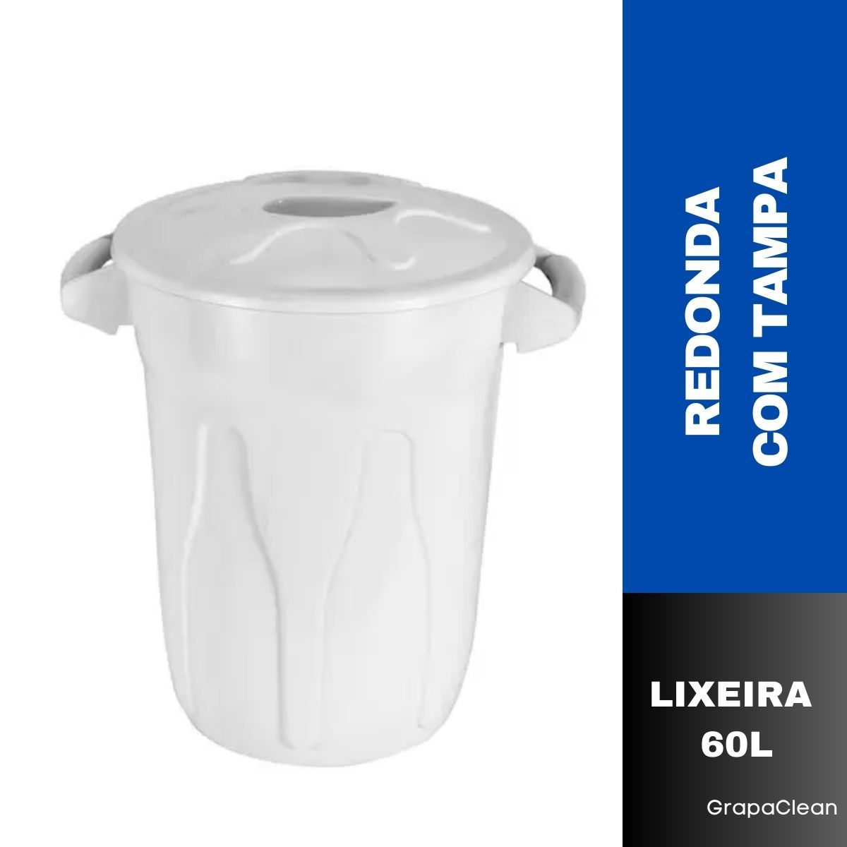 LIXEIRA PLAST.RED.60L JSN C/TAMPA BRANCO