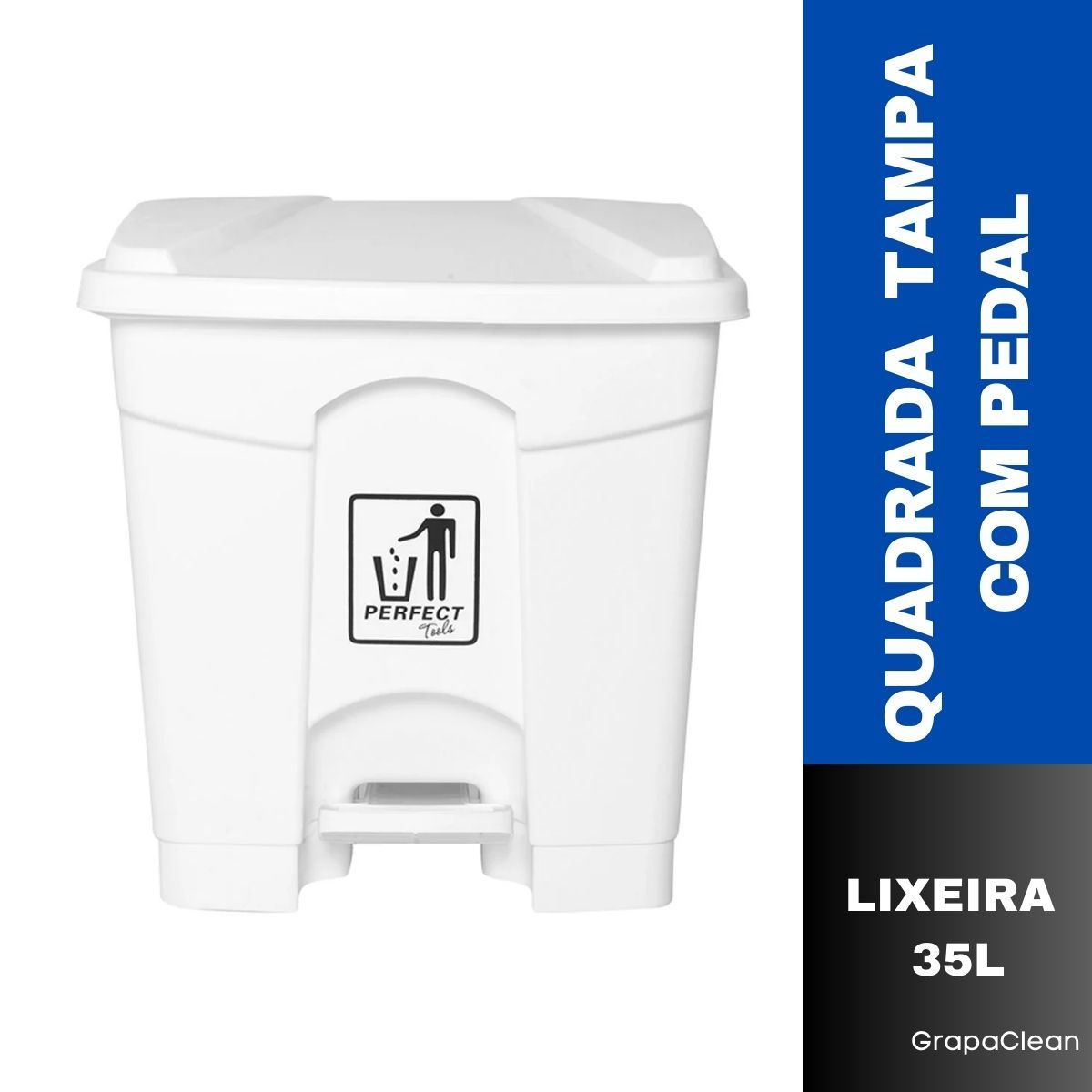 LIXEIRA PLAST.QUAD.35L PERFECT PEDAL BRCO