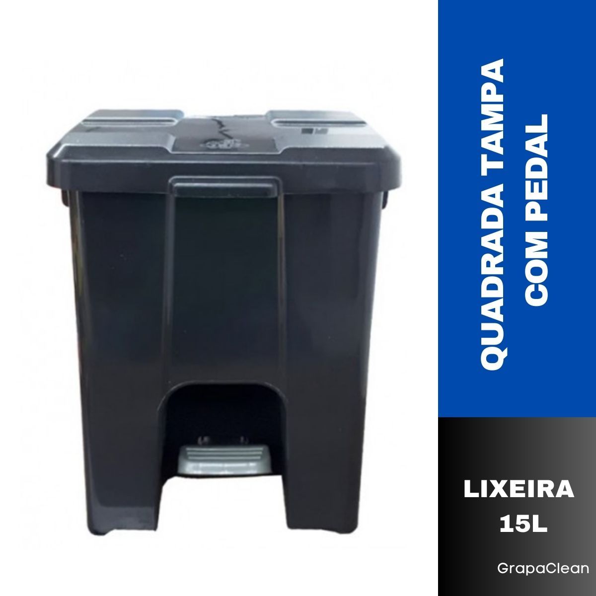 LIXEIRA PLAST.QUAD.15L JSN C/PEDAL PRETO