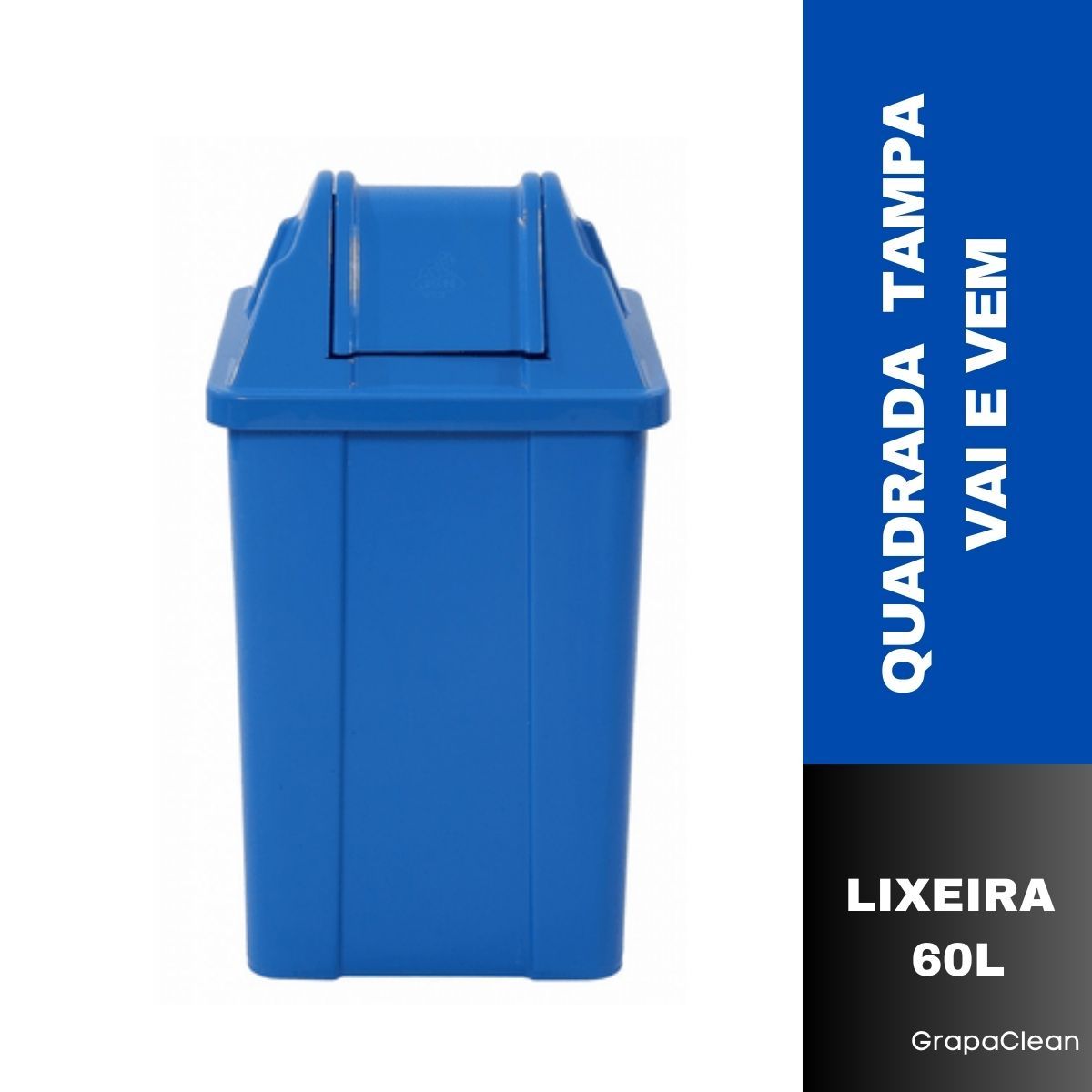 LIXEIRA PLAST.QUAD.60L JSN C/TP VAI VEM AZUL